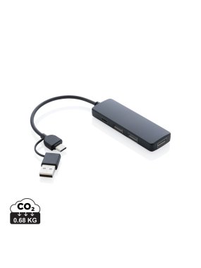 USB hub z RCS recyklovaného plastu > čierna