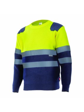 Pánsky sveter (VELILLA HV TWO-TONE KNITTED JUMPER) > modrá (marine) / žltá (hi-vis) > 2XL