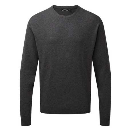 Pánska košeľa (Premier MEN'S CREW NECK COTTON RICH KNITTED SWEATER)>šedá (charcoal)>4XL
