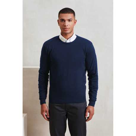Pánska košeľa (Premier MEN'S CREW NECK COTTON RICH KNITTED SWEATER)>šedá (charcoal)>4XL