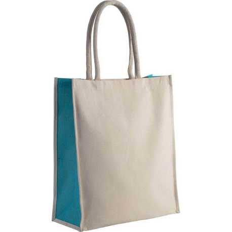 Taška (KIMOOD COTTON / JUTE TOTE BAG - 23L) > prírodná / tyrkysová