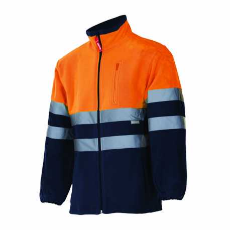 Pánska bunda (VELILLA HV TWO-TONE FLEECE JACKET)>modrá (marine) / oranžová (hi-vis)>2XL