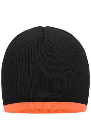 Zimná čiapka (DAIBER Beanie with contrasting border) > čierna / oranžová