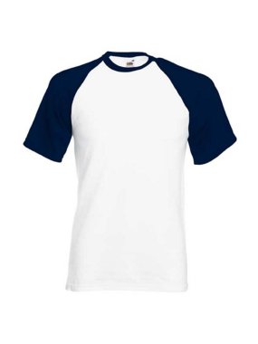 Pánske tričko (FRUIT OF THE LOOM Short Sleeve Baseball T)>biela/modrá(deep navy)>3XL