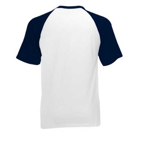 Pánske tričko (FRUIT OF THE LOOM Short Sleeve Baseball T)>biela / modrá (deepnavy)>S