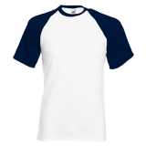Pánske tričko (FRUIT OF THE LOOM Short Sleeve Baseball T)>biela / modrá (deepnavy)>S