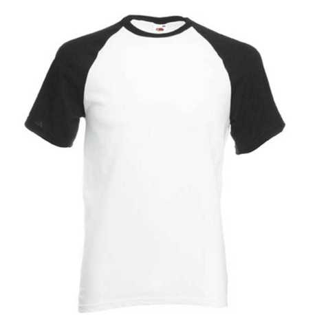Pánske tričko (FRUIT OF THE LOOM Short Sleeve Baseball T) > biela/čierna > 3XL