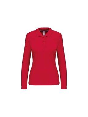 Dámska polokošeľa ( Kariban Ladies Long Sleeve Pique Polo Shirt ) > červená > L