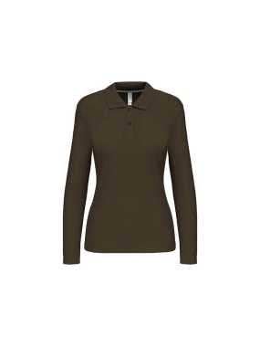 Dámska polokošeľa ( Kariban Ladies Long Sleeve Pique Polo Shirt )>hnedá (dark khaki)>L