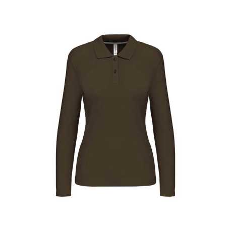 Dámska polokošeľa ( Kariban Ladies Long Sleeve Pique Polo Shirt )>zelená (dark khaki)>2XL