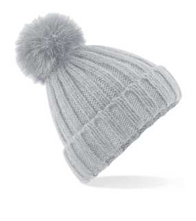 Unisex čiapka (Beechfield Verbier Faux Fur Pop Pom Chunky Beanie) > šedá (light)