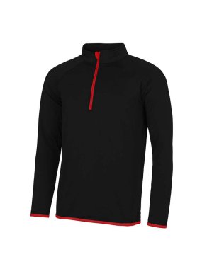 Pánska mikina (Just Cool MEN'S COOL 1/2 ZIP SWEAT) > čierna (jet) / červená (fire) > XL