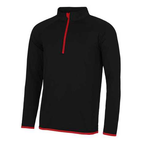 Pánska mikina (Just Cool MEN'S COOL 1/2 ZIP SWEAT) > čierna (jet) / červená (fire) > 2XL