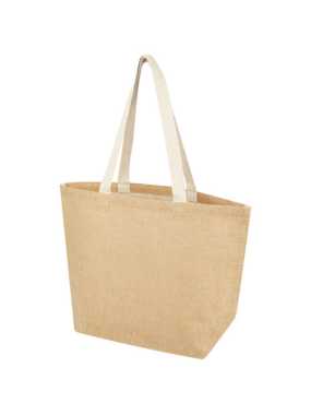 Juta 300 g/m2 jutová nákupní taška 12 l > prírodná / biela