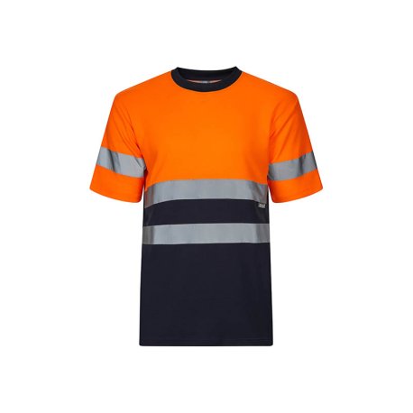 Pánske tričko(VELILLA HV TWO-TONE SS COTTON T-SHIRT)>modrá(navy)/oranžová(hi-vis)>M