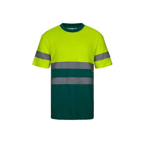 Pánske tričko (VELILLA HV TWO-TONE SHORT SLEEVE COTTON T-SHIRT)>zelená / žltá (hi-vis)>L