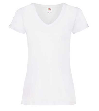 Dámske tričko (FRUIT OF THE LOOM Lady-Fit Valueweight V-Neck T) > biela > M
