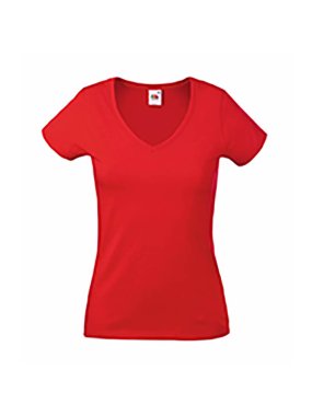 Dámske tričko (FRUIT OF THE LOOM Lady-Fit Valueweight V-Neck T) > červená > S