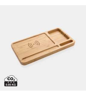 Stolný organizér z FSC bambusu s bezdrôtovou nabíjačkou 10W > hnedá