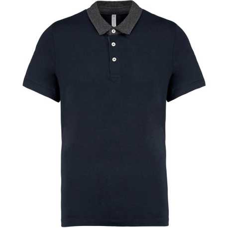 Pánska polokošeľa(Kariban"MEN'S TWO-TONE JERSEY POLO")>modrá(navy)/šedá(dark heather)>2XL