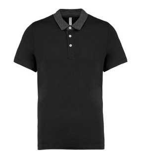 Pánska polokošeľa(Kariban"MEN'S TWO-TONE JERSEY POLO SHIRT")>čierna/šedá(dark heather)>M
