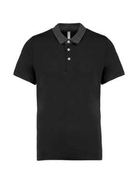Pánska polokošeľa(Kariban"MEN'S TWO-TONE JERSEY POLO SHIRT")>čierna/šedá(dark heather)>M