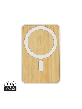 Magnetická powerbanka Zen 5000mAh 5W z RCS plastu a bambusu > biela