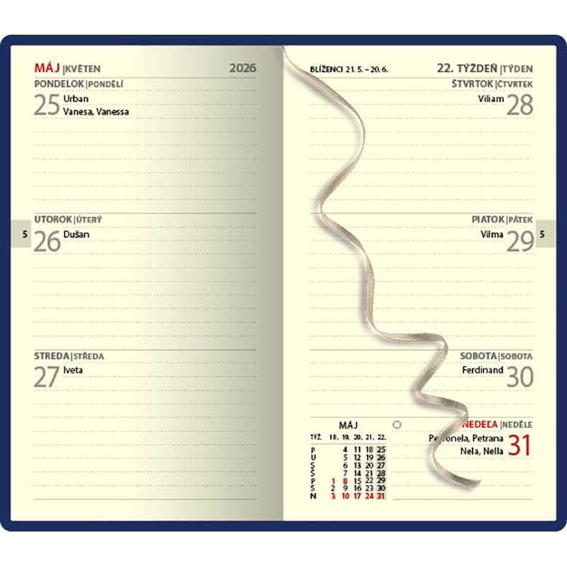 Diár (Eko 2026) - 8 x 14 cm > hnedá > vreckový týždenný