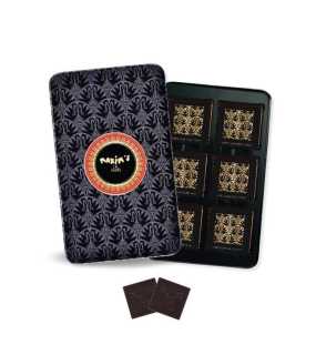 Black pencil-tin | 12 dark chocolate squares 58 g Maxim’s