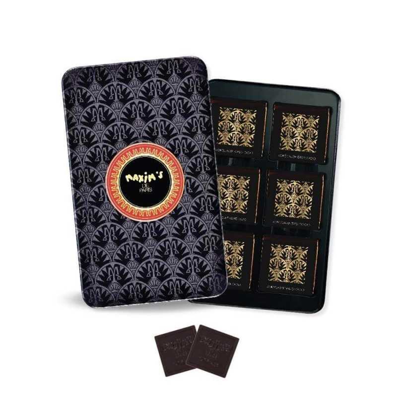 Black pencil-tin | 12 dark chocolate squares 58 g Maxim’s