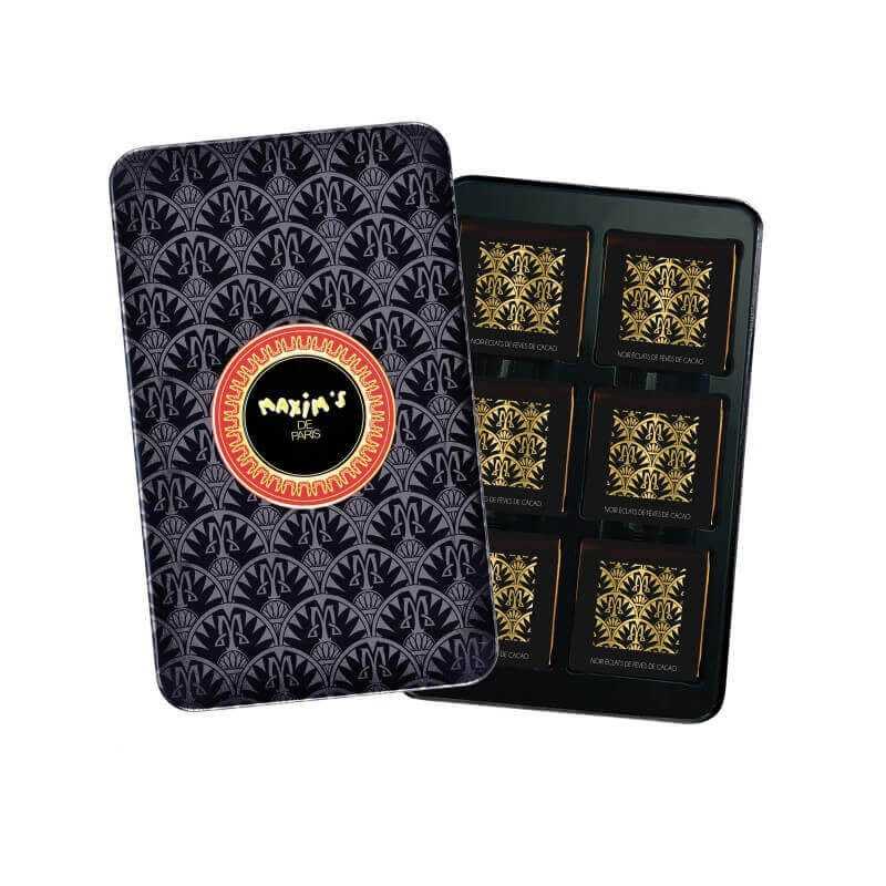 Black pencil-tin | 12 dark chocolate squares 58 g Maxim’s