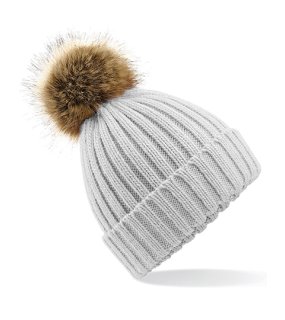 Unisex čiapka (Beechfield Faux Fur Pop Pom Chunky Beanie) > šedá (light)