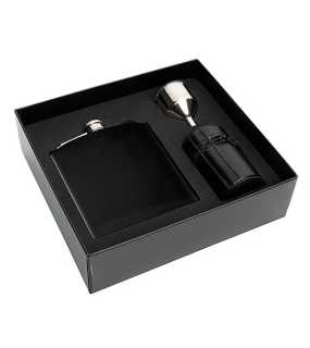 Nerezová fľaštička so 4 šálkami "SCHWARZWOLF" > strieborná / čierna