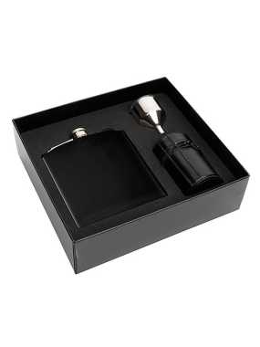 Nerezová fľaštička so 4 šálkami "SCHWARZWOLF" > strieborná / čierna