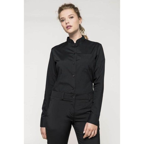 Dámska košeľa (KARIBAN LADIES' LONG SLEEVE MANDARIN COLLAR SHIRT) > čierna > 3XL