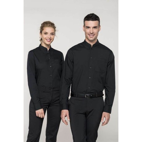 Dámska košeľa (KARIBAN LADIES' LONG SLEEVE MANDARIN COLLAR SHIRT) > čierna > 3XL