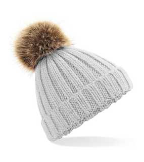 Detská čiapka (Beechfield Junior Faux Fur Pom Pom Chunky Beanie) > šedá (light)