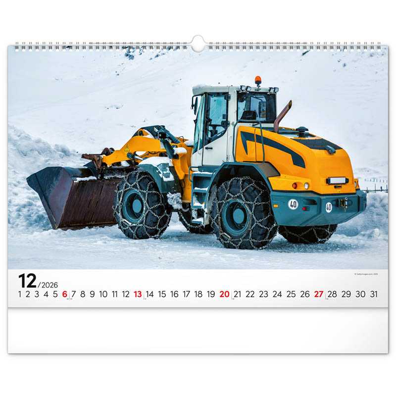 Nástenný kalendár (Stavebné stroje 2026) - 48 x 33 x 1 cm