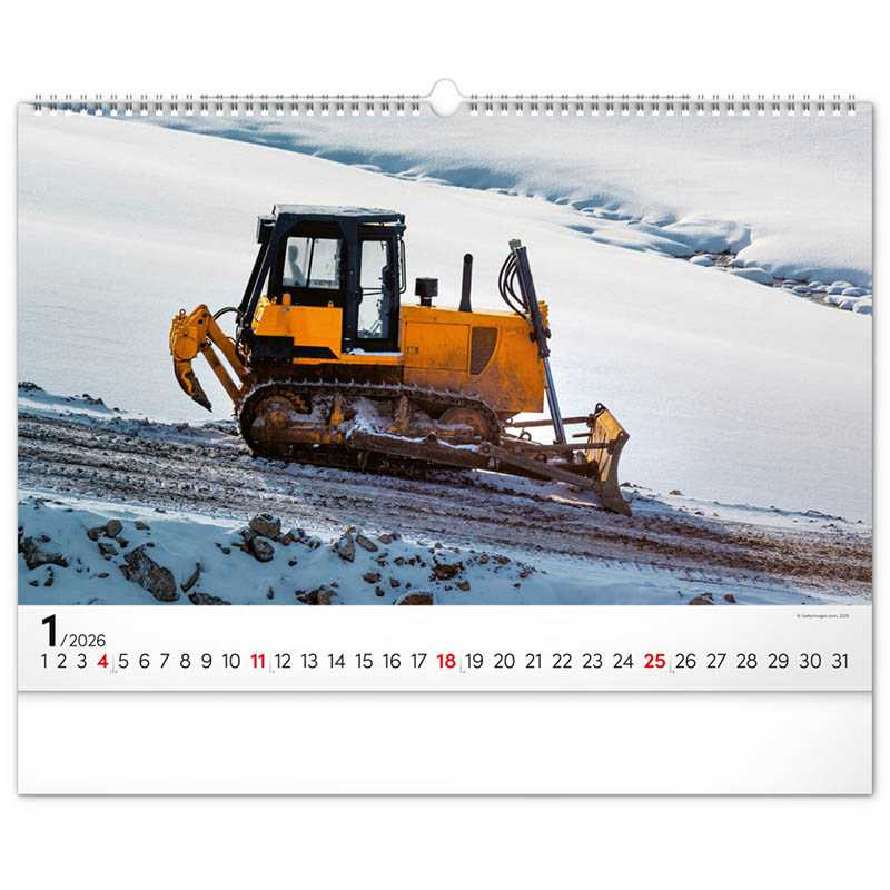 Nástenný kalendár (Stavebné stroje 2026) - 48 x 33 x 1 cm