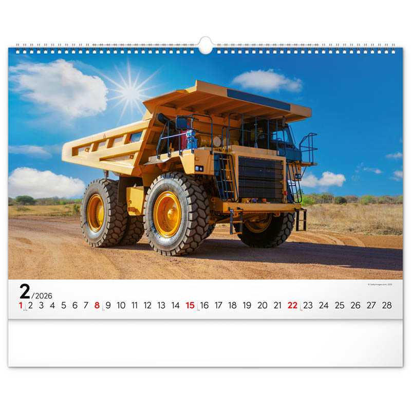 Nástenný kalendár (Stavebné stroje 2026) - 48 x 33 x 1 cm