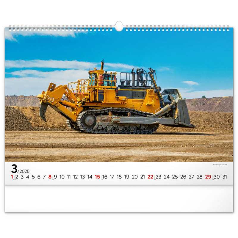 Nástenný kalendár (Stavebné stroje 2026) - 48 x 33 x 1 cm