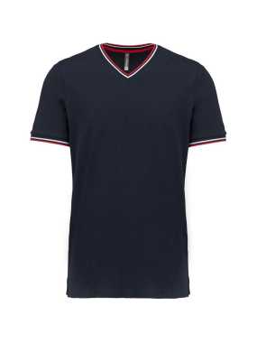 Pánska polokošeľa(Kariban"MEN'S PIQUÉ KNIT V-NEK T-SHIRT")>modrá(navy)/červená/biela>2XL