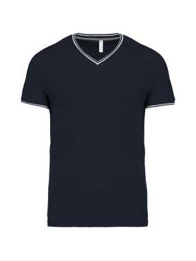 Pánska polokošeľa(Kariban"MEN'S PIQUÉ V-NEK T-SHIRT)>modrá(navy)/šedá(light)/biela>3XL