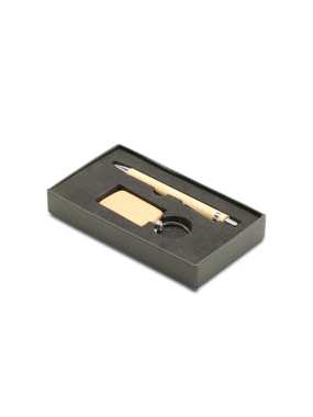 Darčeková sada s guličkovým perom a príveskom na kľúče > hnedá