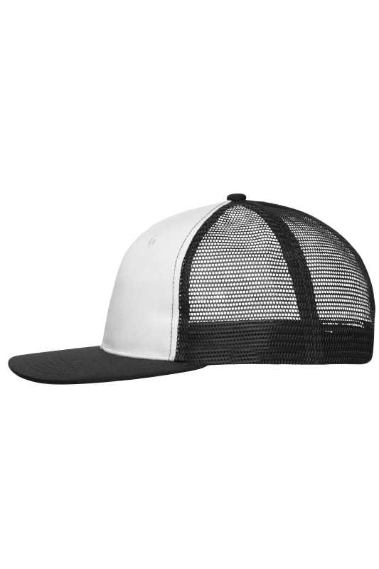 6 panelová šiltovka (MB 6 Panel Flat Peak Cap)>biela / čierna