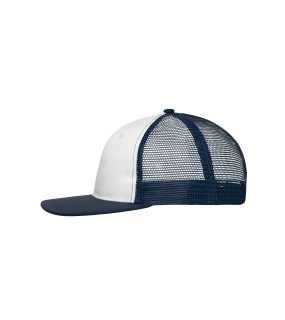 6 panelová šiltovka (MB 6 Panel Flat Peak Cap)>biela / modrá (navy)