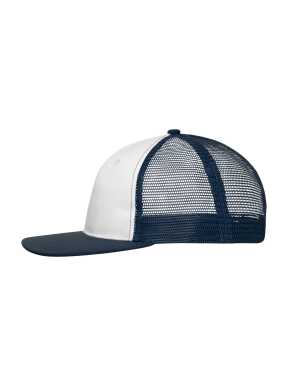 6 panelová šiltovka (MB 6 Panel Flat Peak Cap)>biela / modrá (navy)