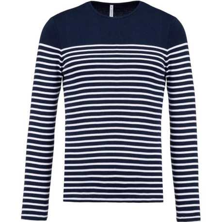 Pánske tričko (KARIBAN MEN’S LONG SLEEVE MARINIERE)>modrá (striped navy) / biela>3XL