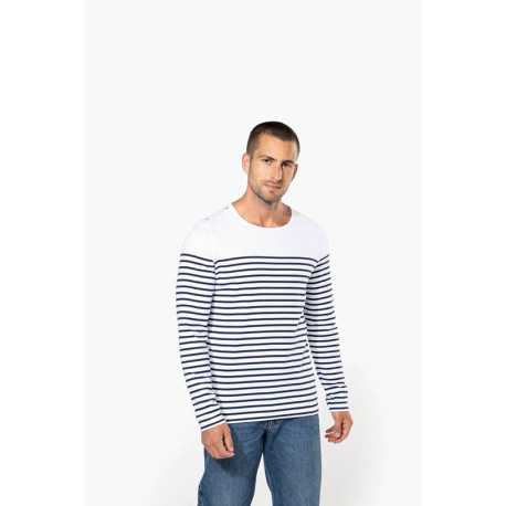 Pánske tričko (KARIBAN MEN’S LONG SLEEVE MARINIERE)>modrá (striped navy) / biela>3XL
