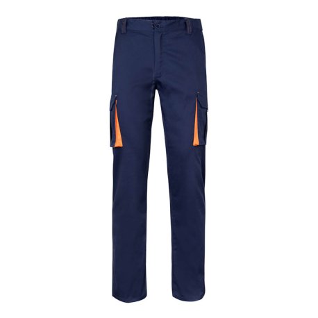 Pánske nohavice (VELILLA TWO-TONE STRETCH TROUSERS) > modrá (navy) / oranžová > 34